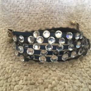 Dark blue soft leather wrap bracelet